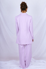 One Button Sided Blazer Suit - Lilac