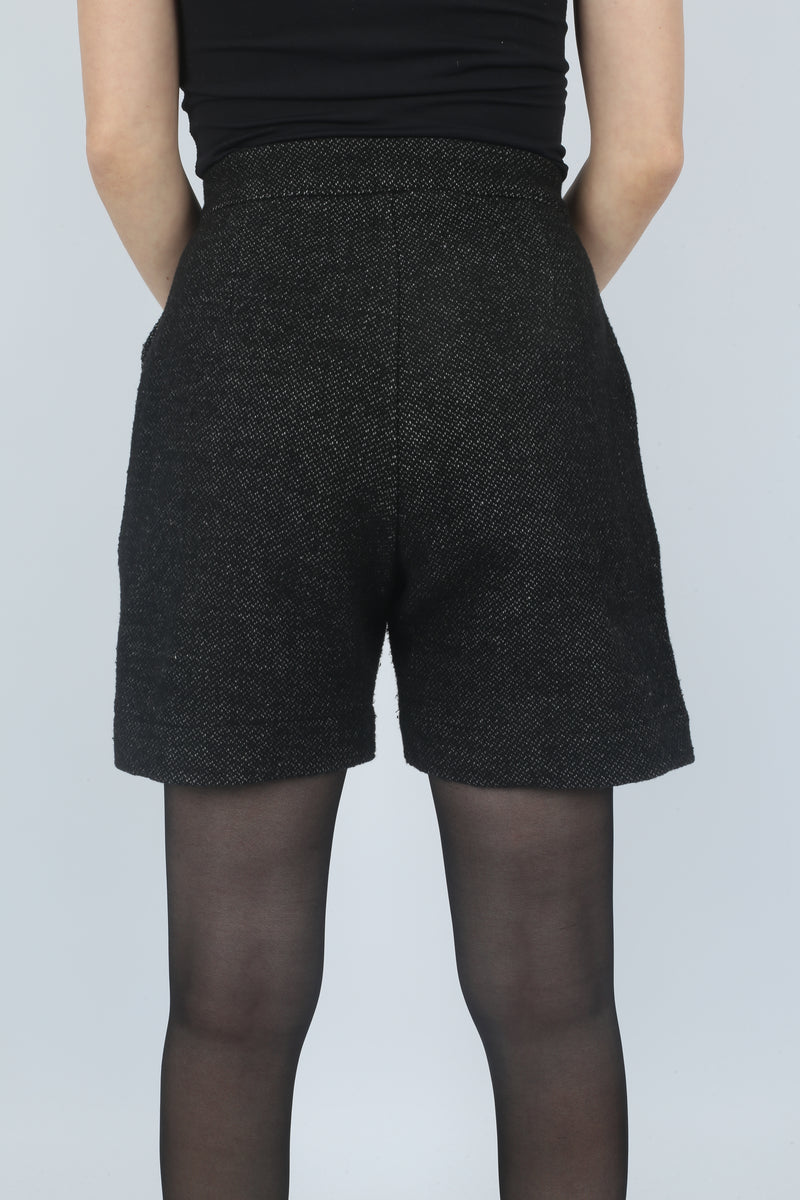 Wool Blend Shorts - Black